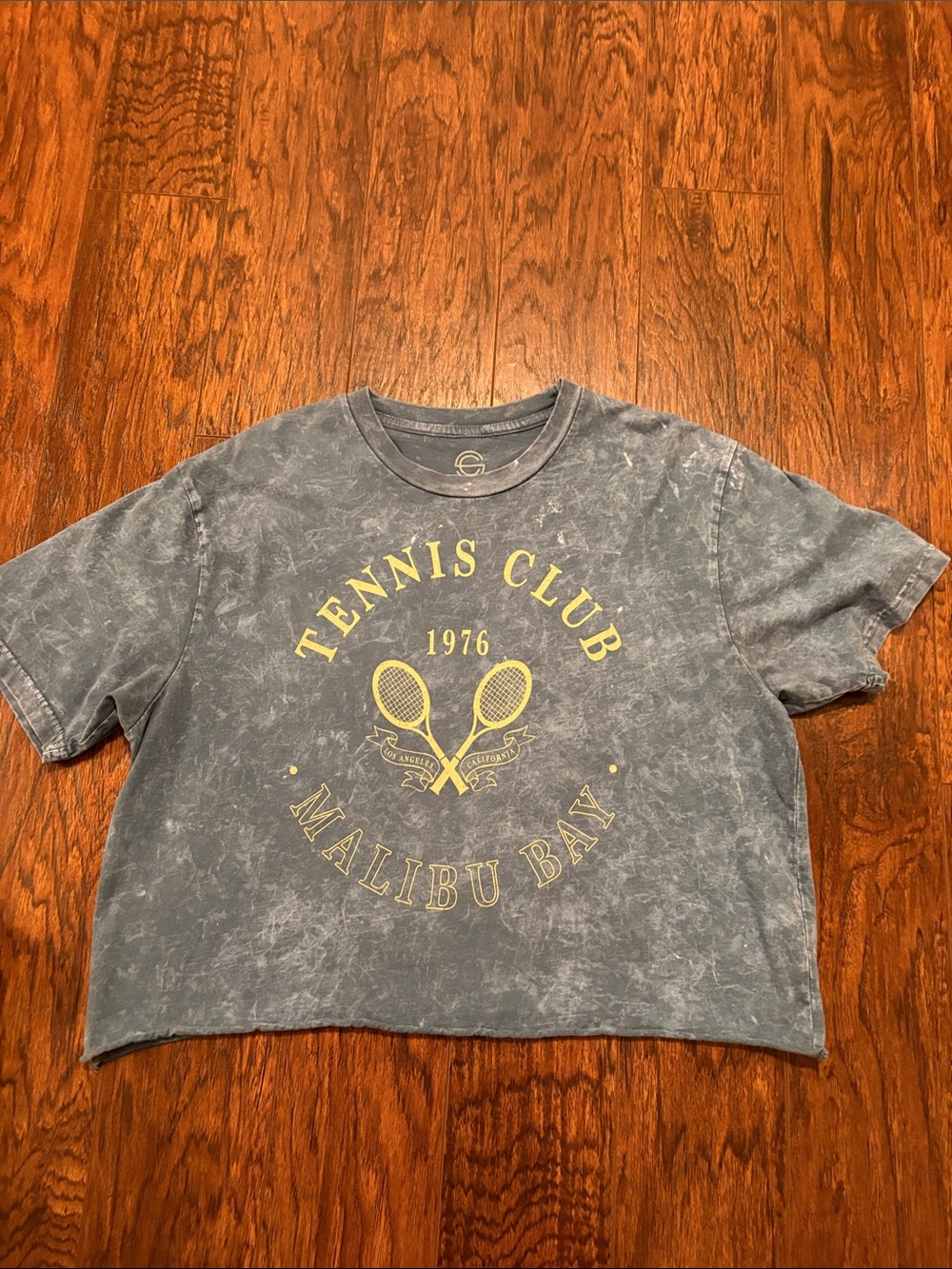 Social Culture washed blue crop top